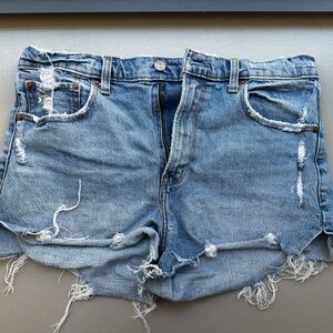 Abercrombie & Fitch Light Blue Frayed Jean Shorts